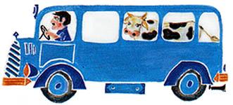 Eva-Maria Ott-Heidmann: Bus mit Kuh, Illustration